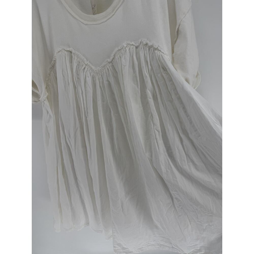 NEW Free People Catalina Mini Dress Babydoll Sweetheart Pleating Ivory Large - Picture 6 of 11